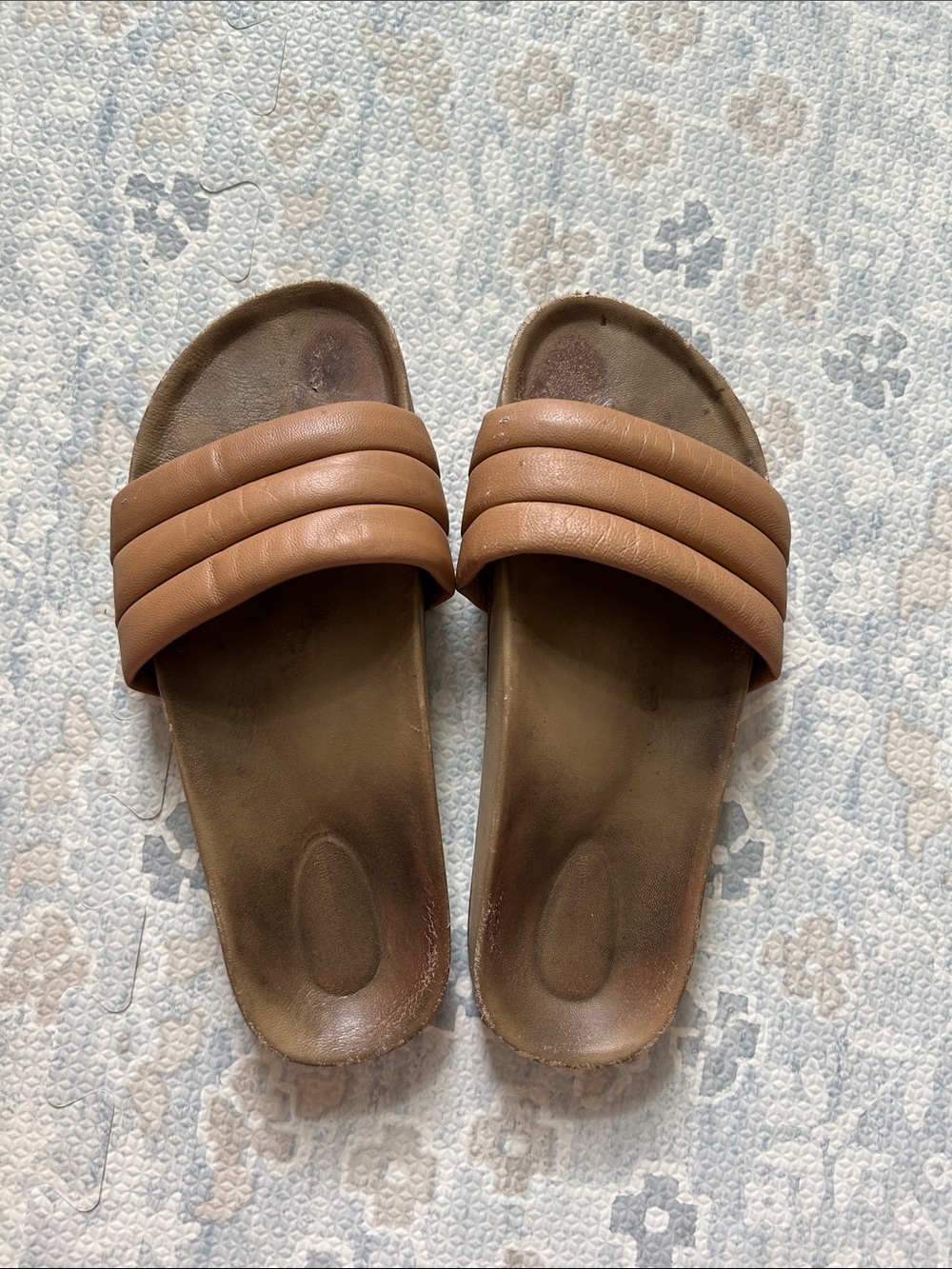 Beatrice Valenzuela Brown Padded Strap Slide Sandals